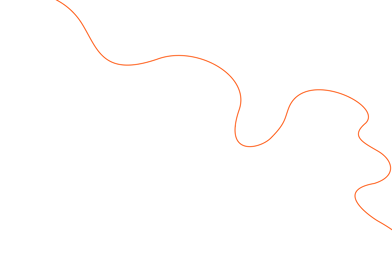 A single, continuous orange line follows a wavy, irregular path on a black background.