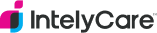 IntelyCare logo featuring a stylized pink and blue icon to the left of the company name in black text on a light background.